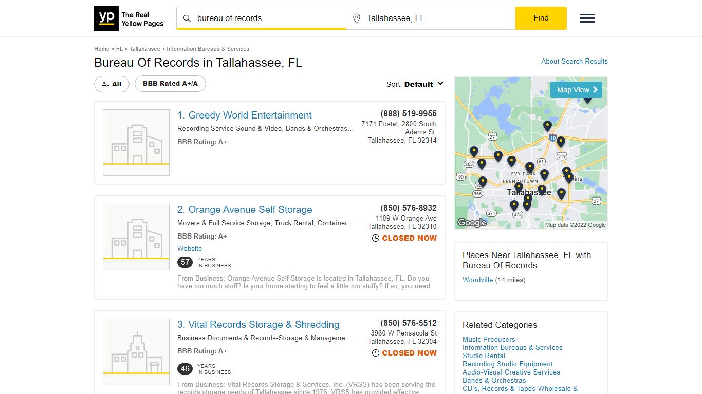 Bureau Of Records in Tallahassee, FL - Yellow Pages